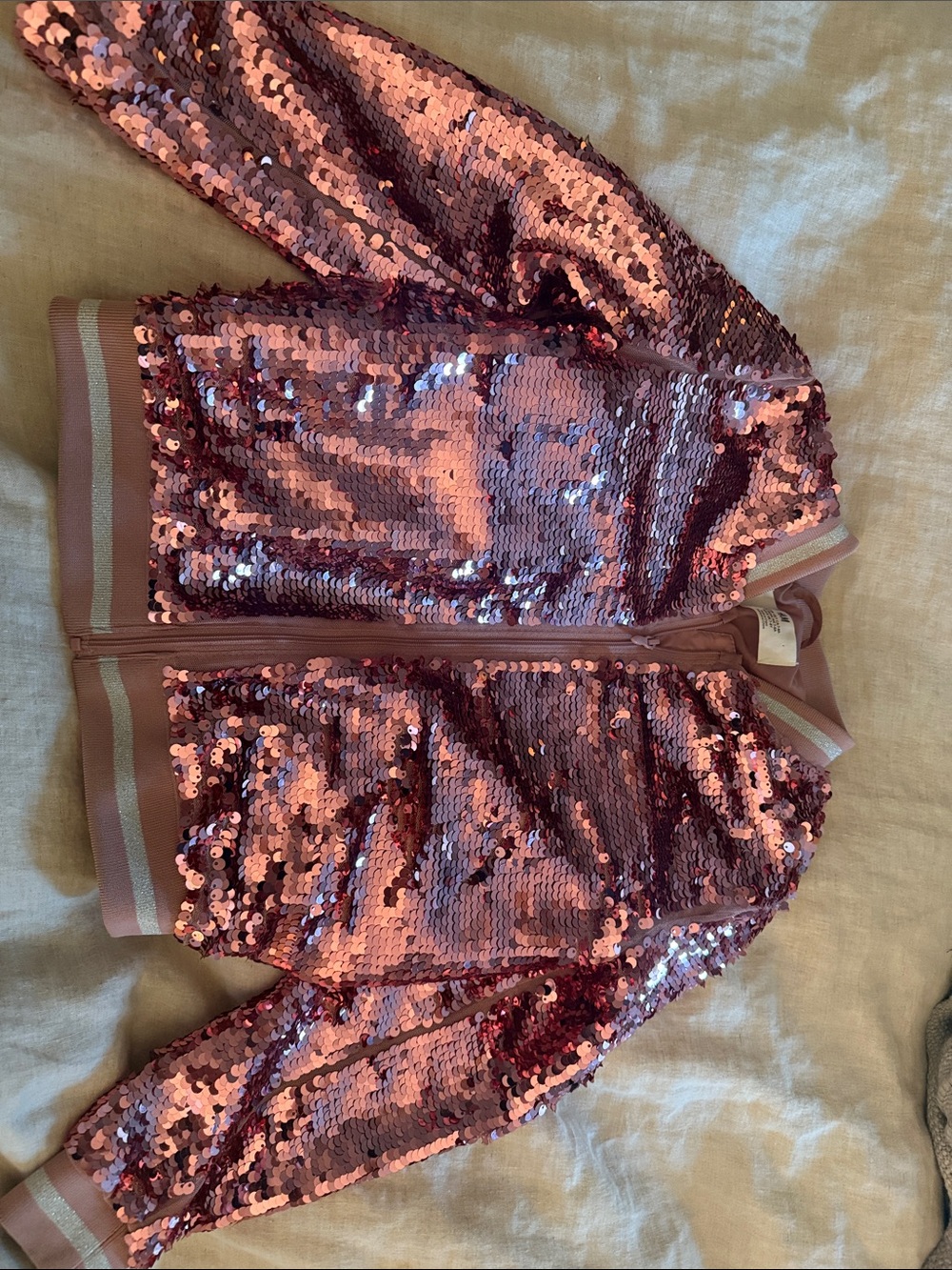 H&M Rose Pink Sequin Bomber Jacket for Kids